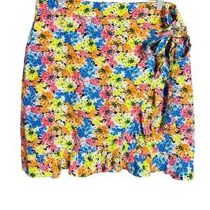 LOFT Ruffle Floral Wrap Skirt